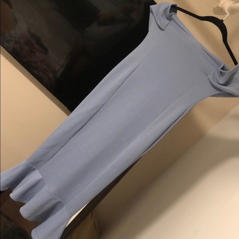 Light blue off the shoulder dress